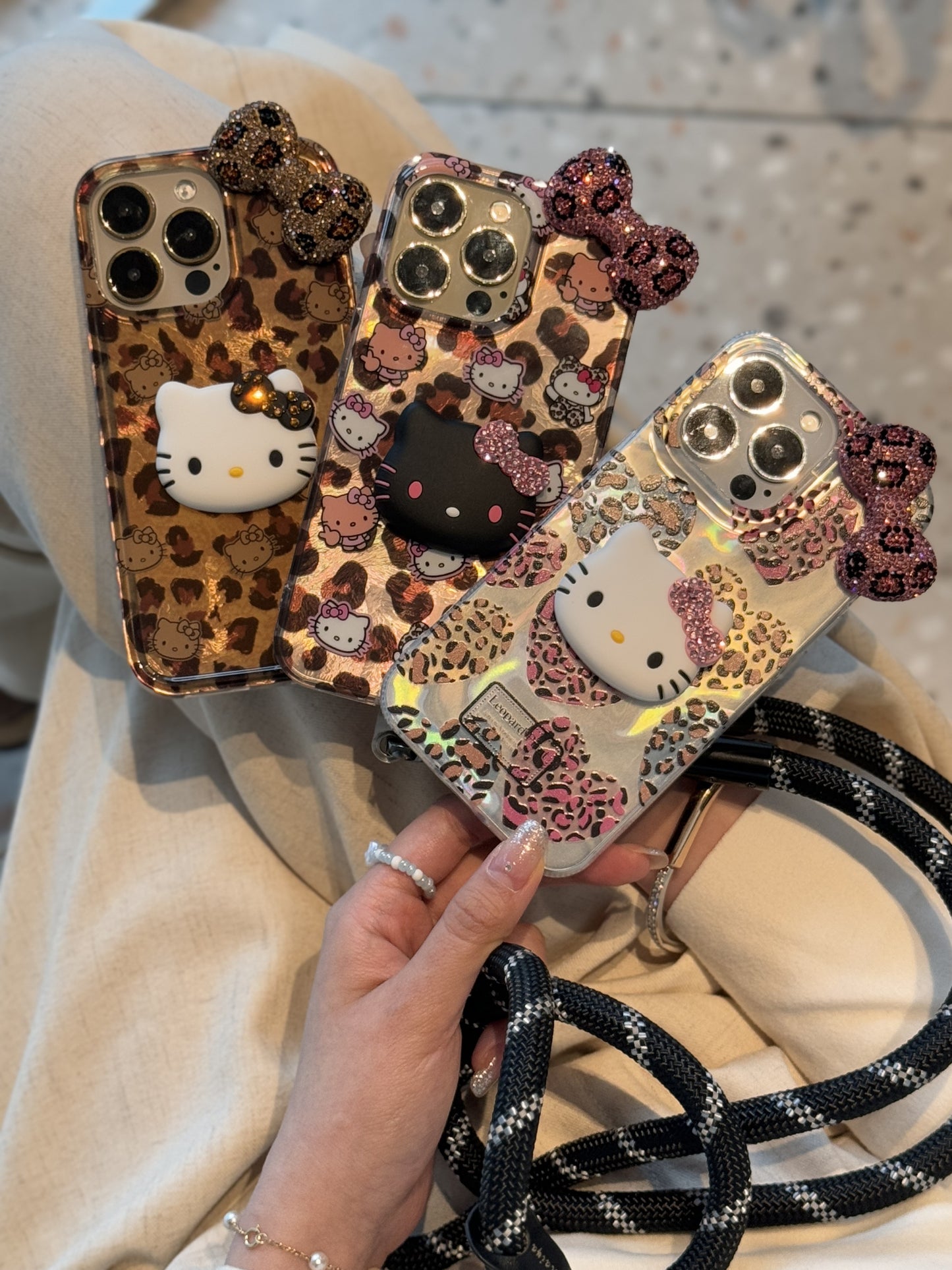 【クリスタル】10MMストラップ ショルダー付きiPhoneケース 1128-6