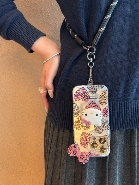 【クリスタル】10MMストラップ ショルダー付きiPhoneケース 1128-6