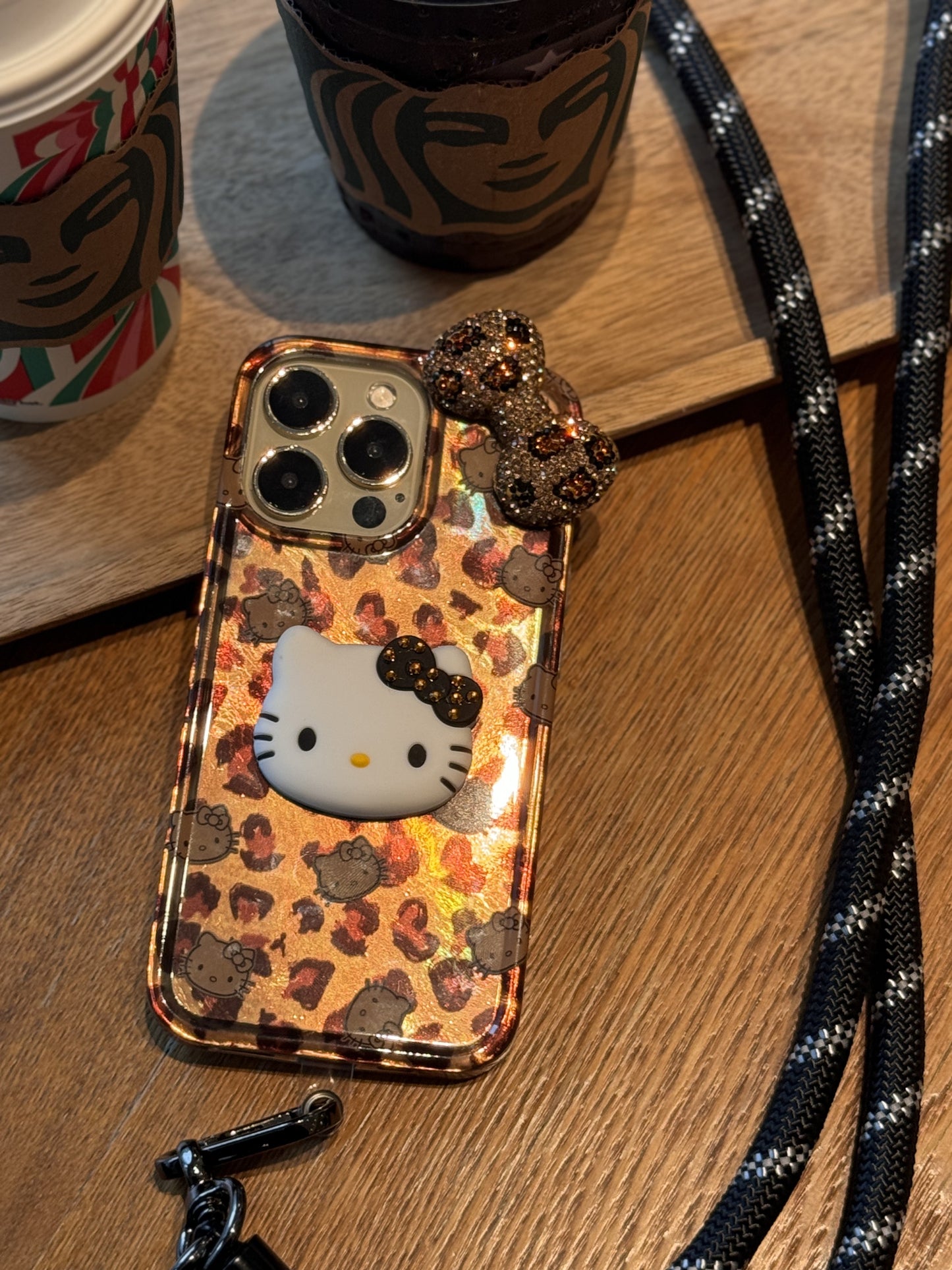 【クリスタル】10MMストラップ ショルダー付きiPhoneケース 1128-5