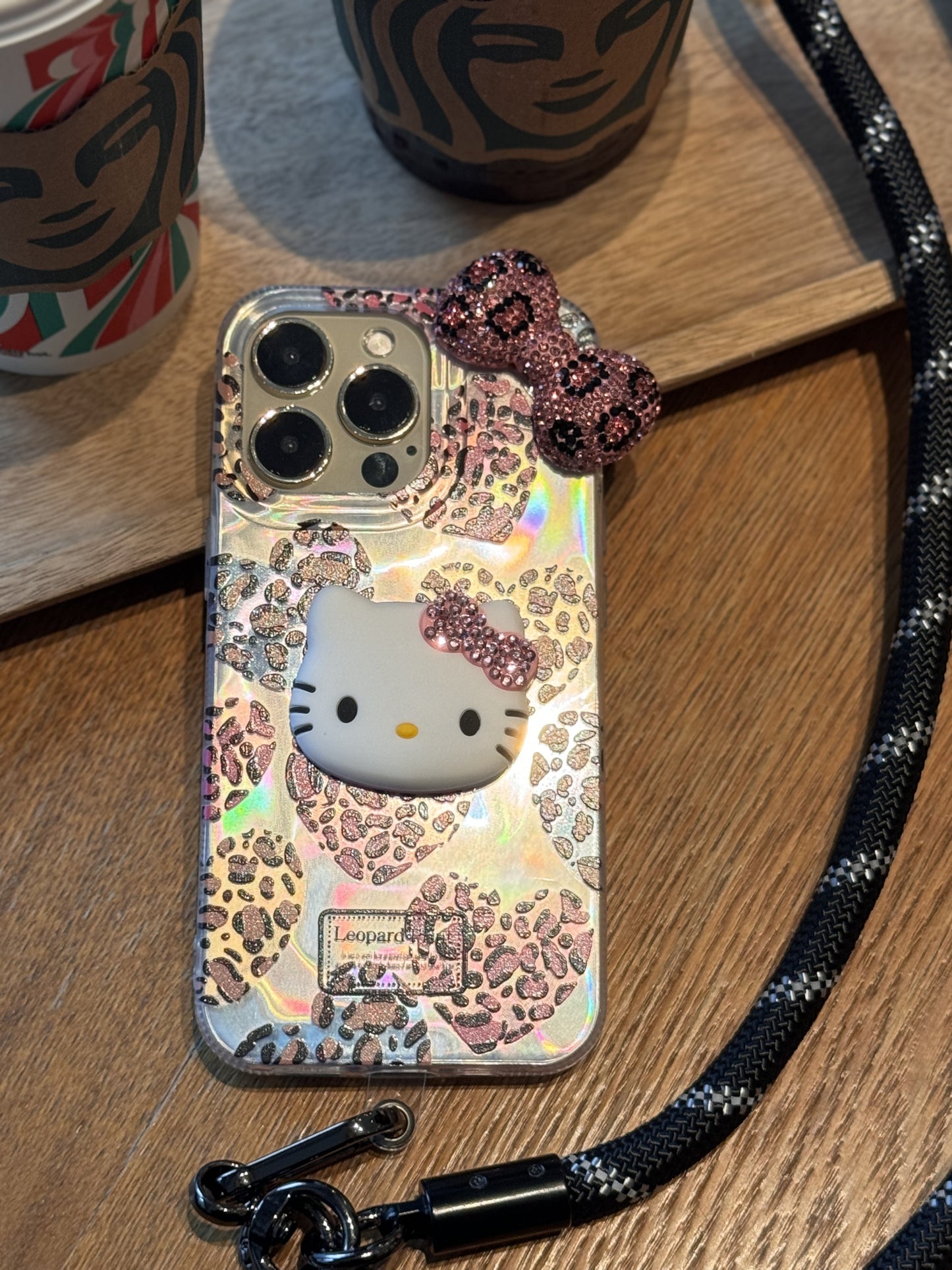【クリスタル】10MMストラップ ショルダー付きiPhoneケース 1128-6