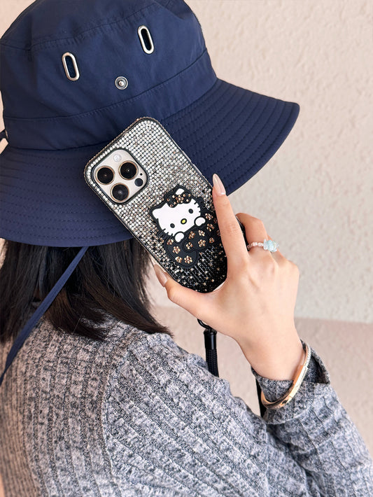 【クリスタル】10MMストラップ ショルダー付きiPhoneケース 1112-1