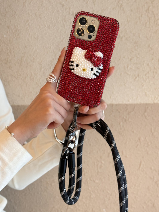 【クリスタル】10MMストラップ ショルダー付きiPhoneケース 1128-10