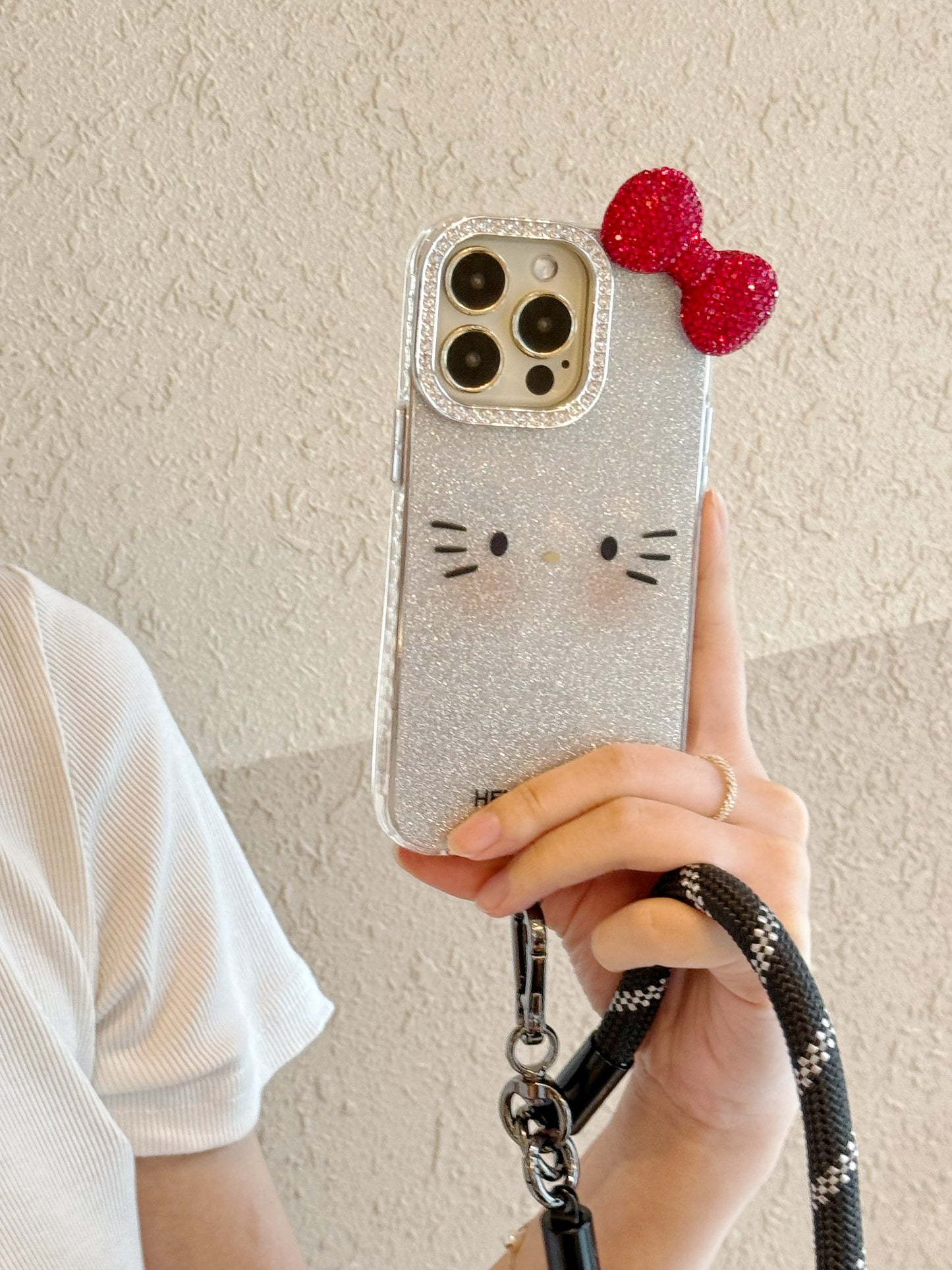 【クリスタル】10MMストラップ ショルダー付きiPhoneケース 1028-1-2