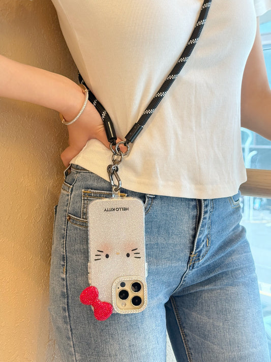 【クリスタル】10MMストラップ ショルダー付きiPhoneケース 1028-1-2