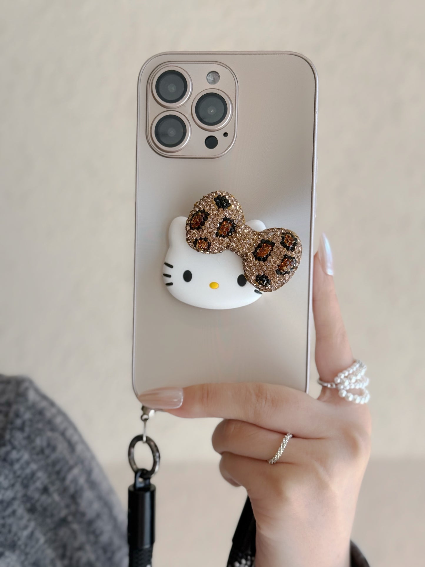 【クリスタル】10MMストラップ ショルダー付きiPhoneケース 1113-4