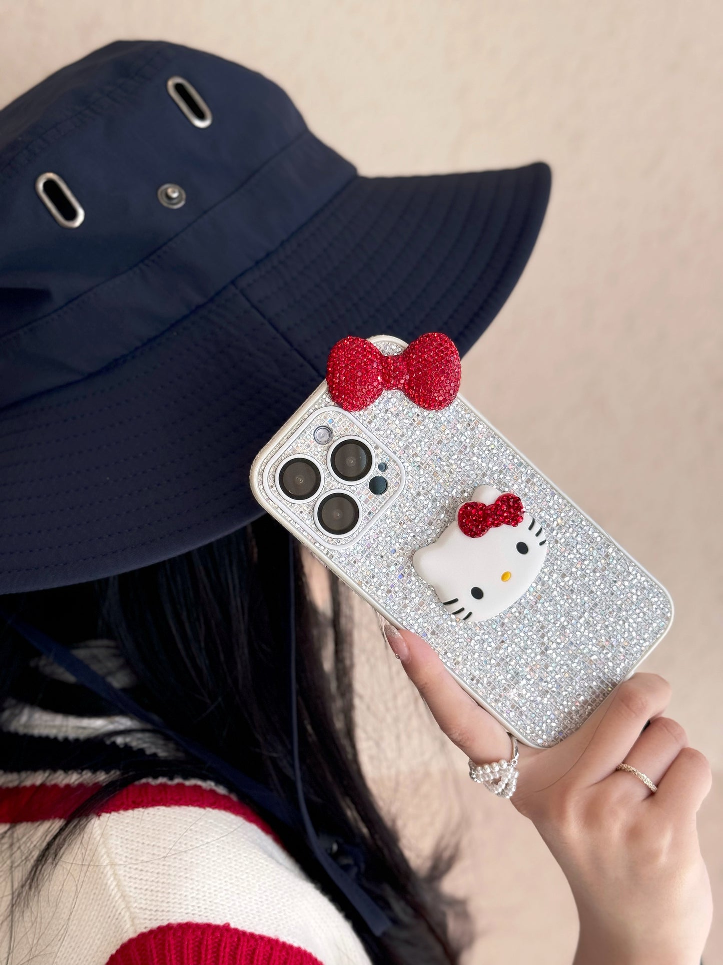 【クリスタル】10MMストラップ ショルダー付きiPhoneケース 1112-8