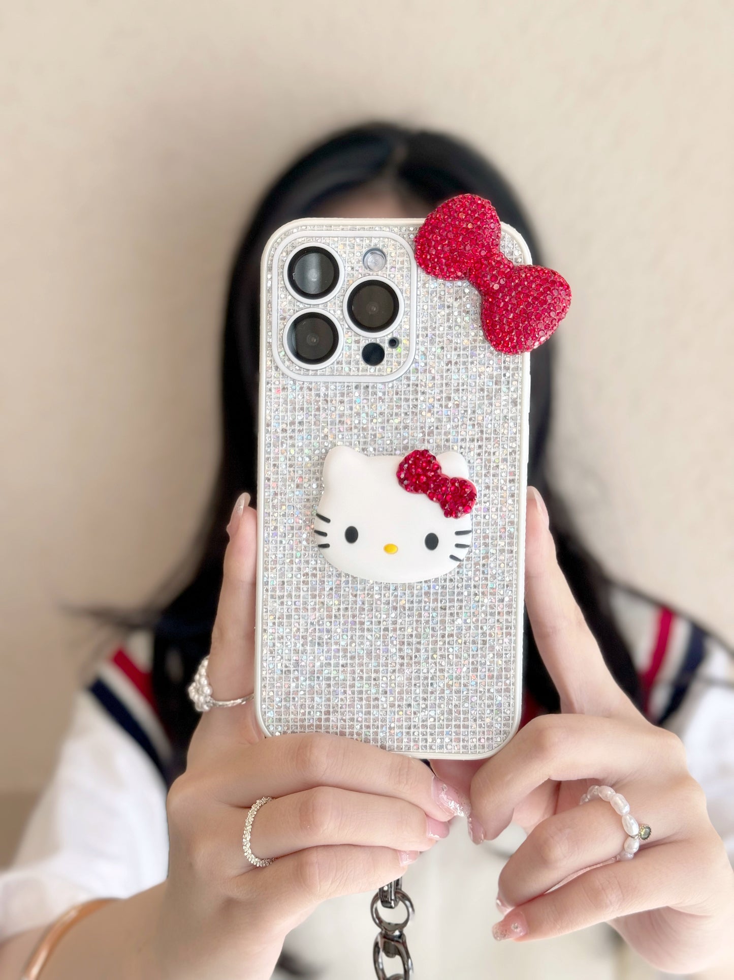 【クリスタル】10MMストラップ ショルダー付きiPhoneケース 1112-8