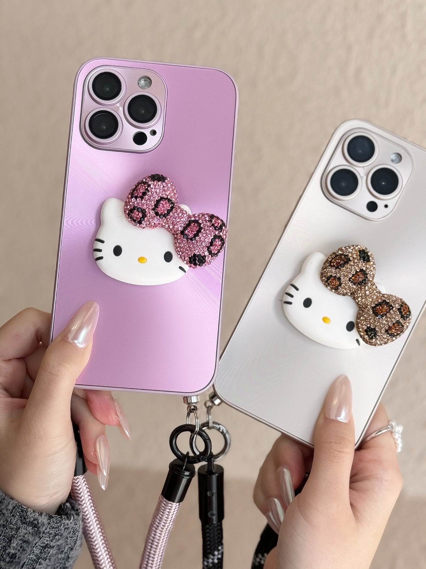 【クリスタル】10MMストラップ ショルダー付きiPhoneケース 1113-4