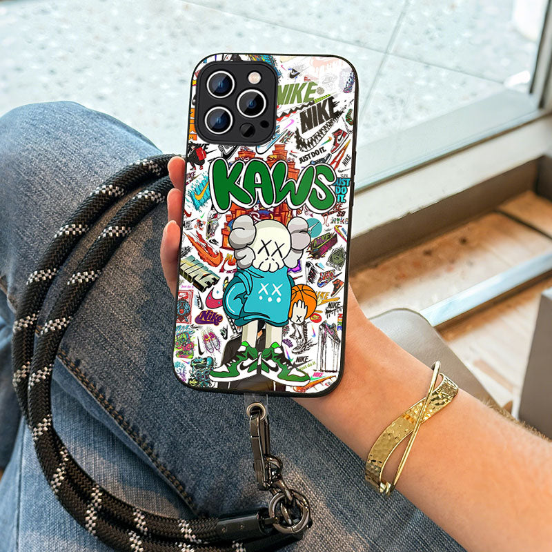 ガラス・10MMストラップ ショルダー付きiPhoneケース  1022-1-11