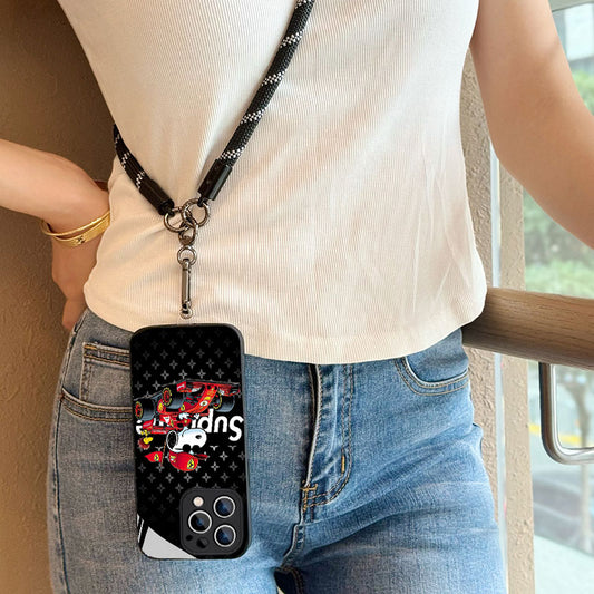 ガラス・10MMストラップ ショルダー付きiPhoneケース  1022-1-3