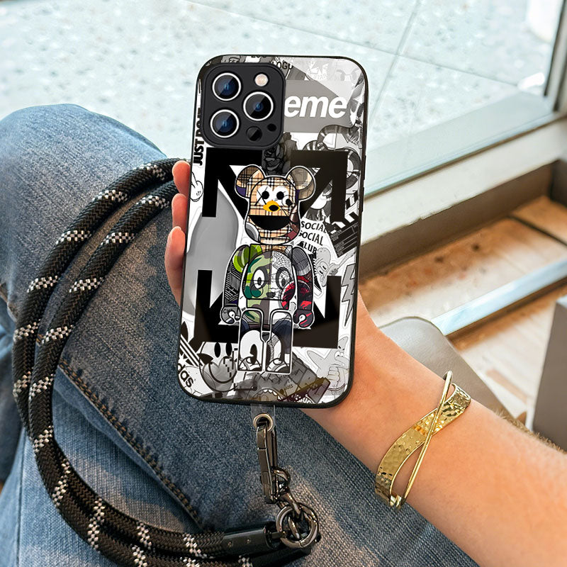 ガラス・10MMストラップ ショルダー付きiPhoneケース  1022-1-6