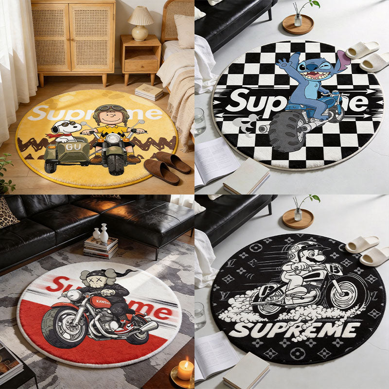 Bedroom Mat ラグ 円形 短毛 260306-4