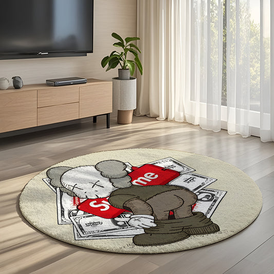 Bedroom Mat ラグ 円形 短毛 1115-1-18