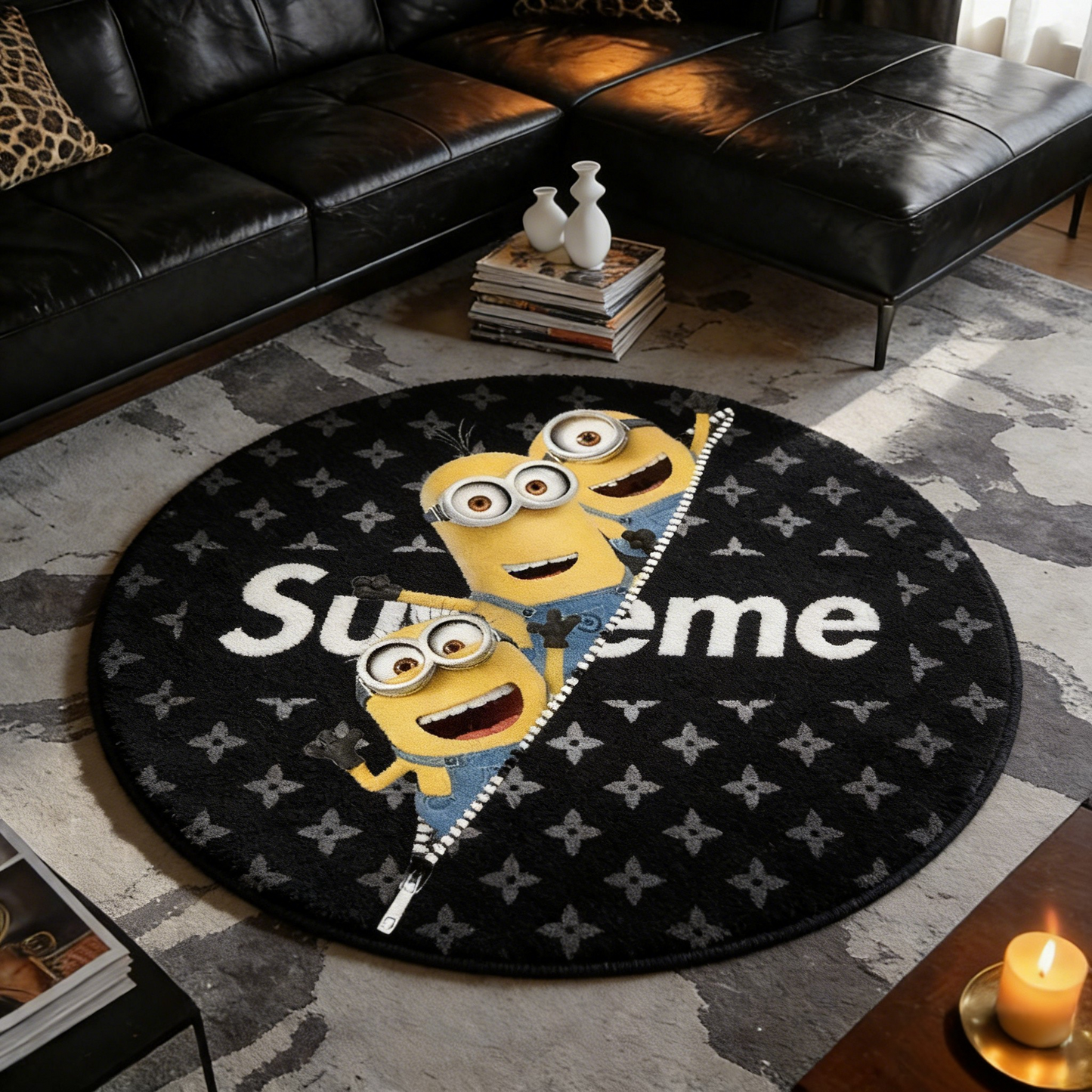 Minions：Bedroom Mat ラグ 円形 短毛 0702-6-7