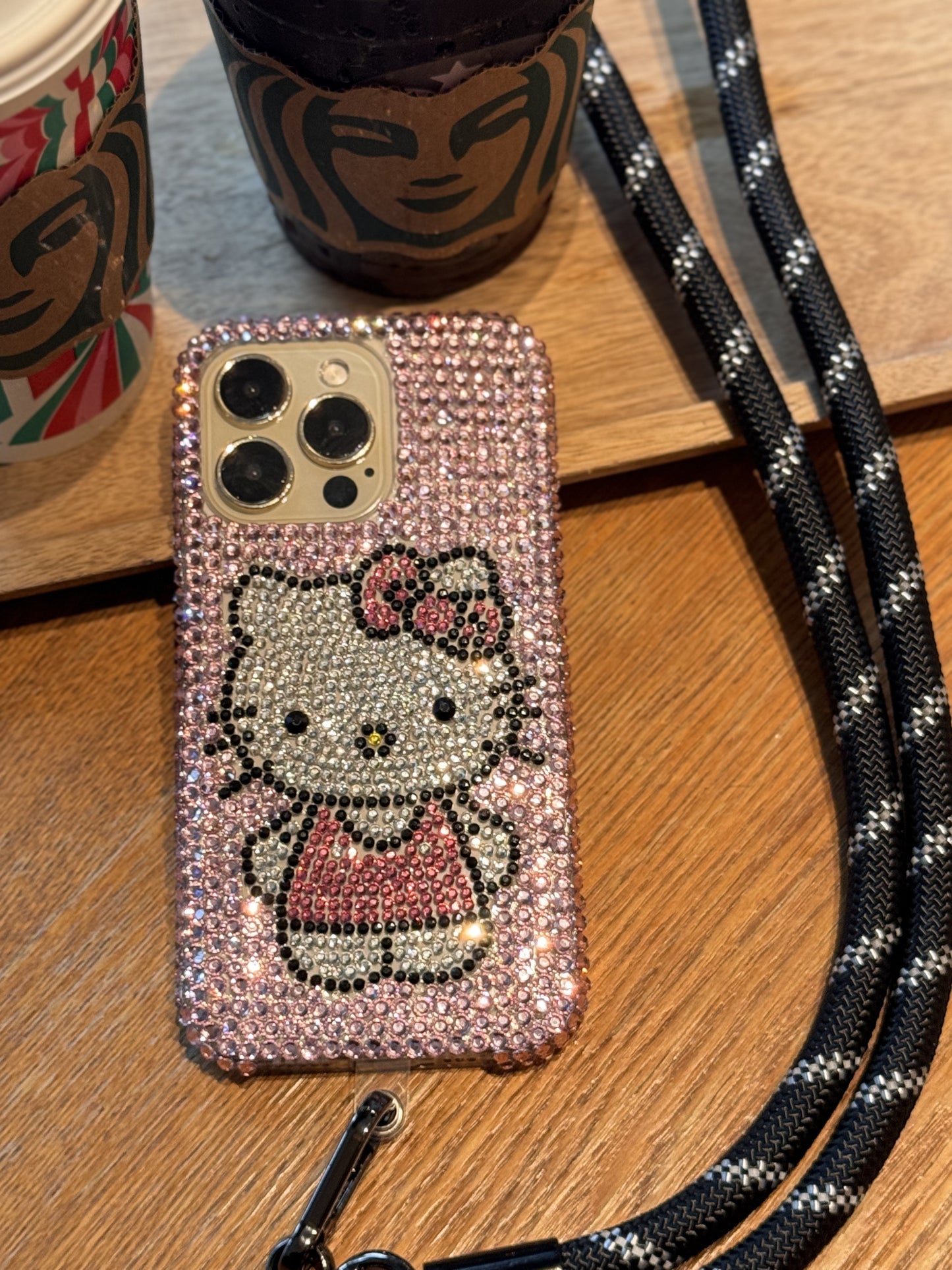 【クリスタル】10MMストラップ ショルダー付きiPhoneケース  1128-11