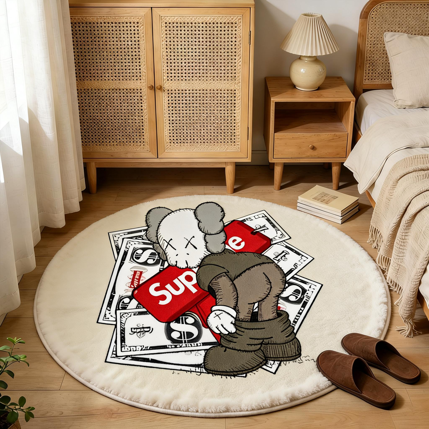 Bedroom Mat ラグ 円形 短毛 1115-1-18