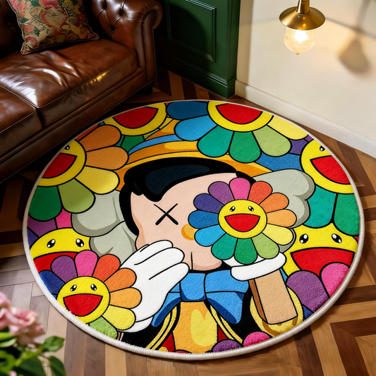 Bedroom Mat ラグ 円形 短毛 707-1-13-1