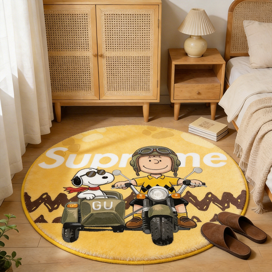 Bedroom Mat ラグ 円形 短毛 260306-3